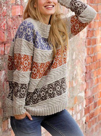 Casual Long Sleeve Round Neck Sweater