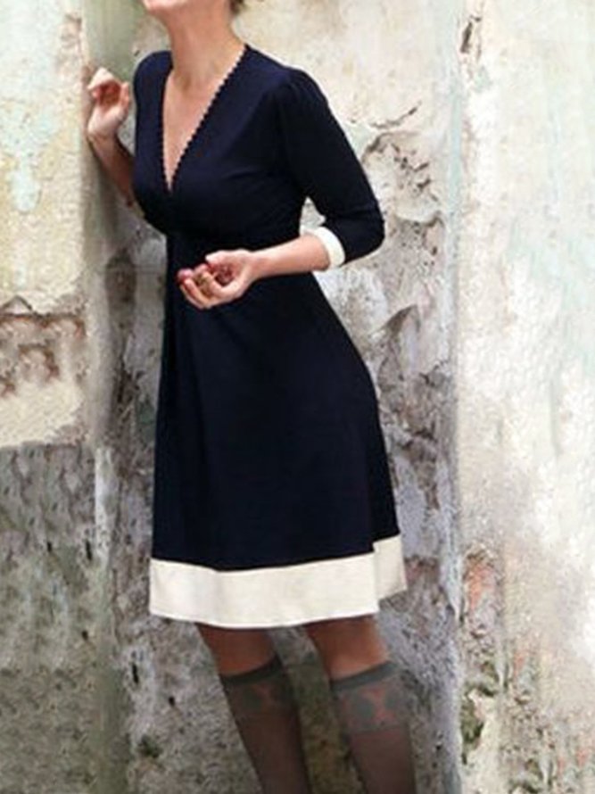 Download V Neck Color-Block Vintage Dresses | Dresses | Zolucky Sundress 1 Sexy Dresses Daily V Neck 3/4 ...