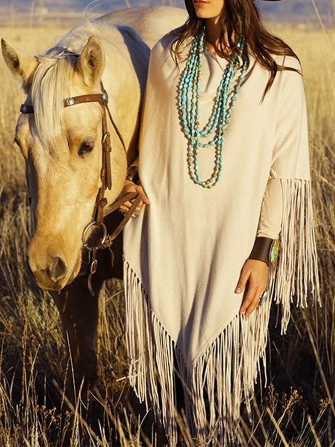 Western cowboy long fringed shawl