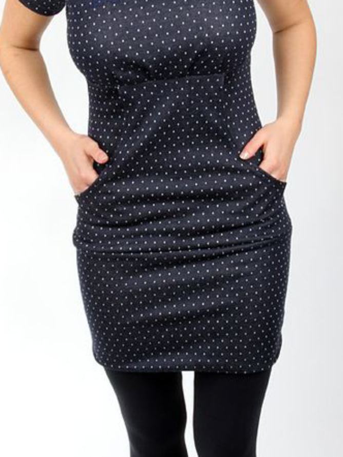 Plus size Polka Dots Short Sleeve Knitting Dress