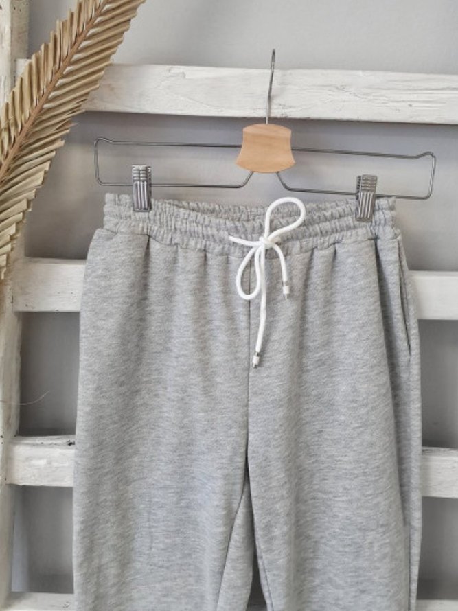 Gray Plain Casual Pants