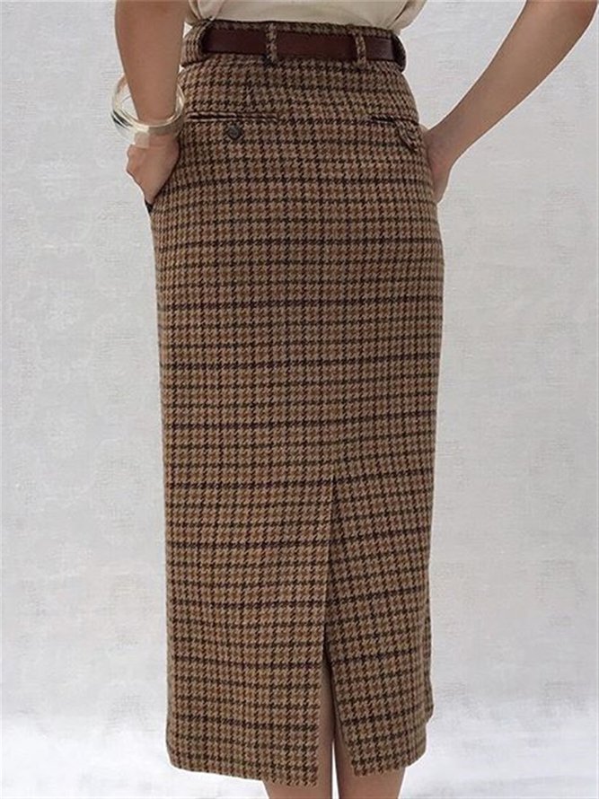 Casual Basic Daily Vintage British Half Long Skirt