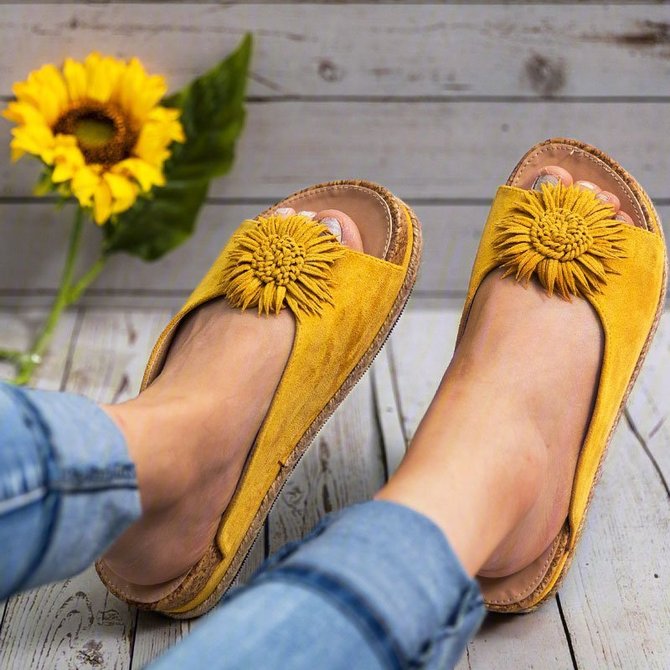 Women Elegant Flower Slip On Sandals zolucky