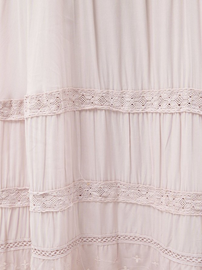 zolucky Pink Sleeveless Cotton Weaving Dress