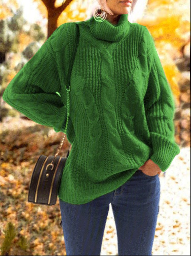 Casual Plus Size Long Sleeve Turtleneck Sweater
