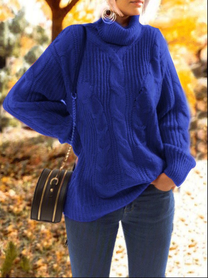 Casual Plus Size Long Sleeve Turtleneck Sweater