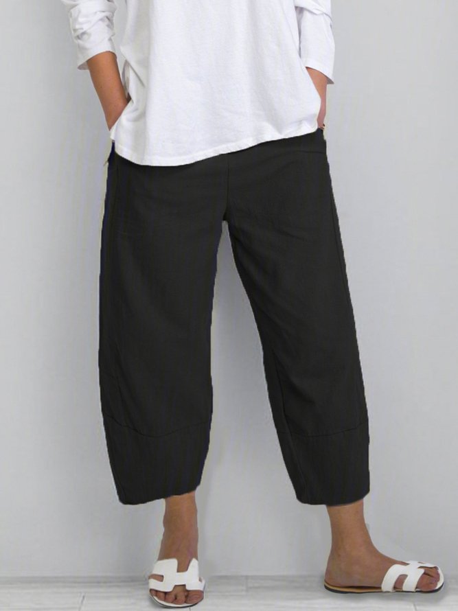 Plus Size Crop Pants Women Solid Pockets Pants | Bottoms | Zolucky 1
