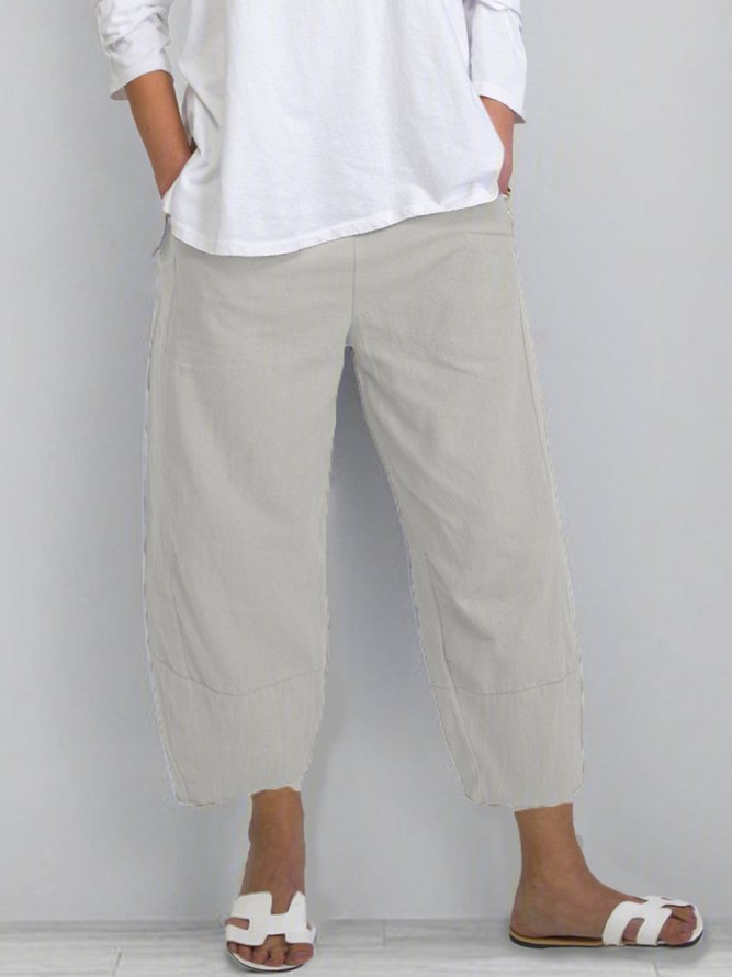Crop Pants Women Solid Pockets Pants | zolucky