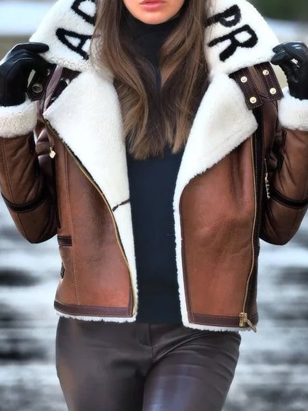 zolucky Winter Warm Fluffy Coat Faux Leather Jacket | zolucky