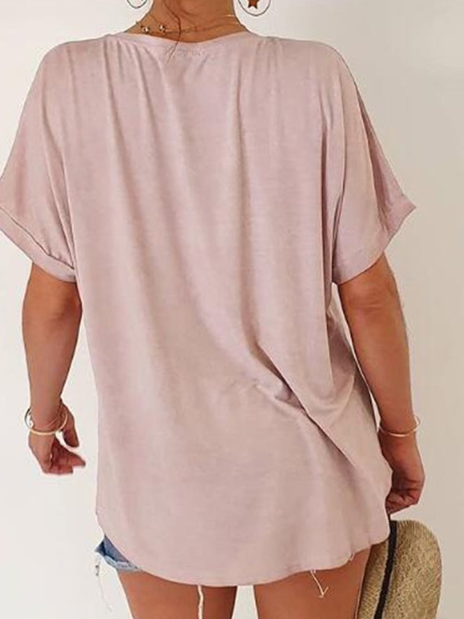 Short Sleeve Cotton-Blend Casual T-shirt