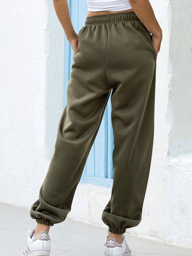 zolucky Cotton-blend Pockets Plain Sports Pants