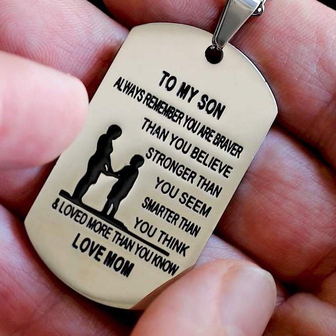 From Mom to Son - Stainless Steel Tag Necklace