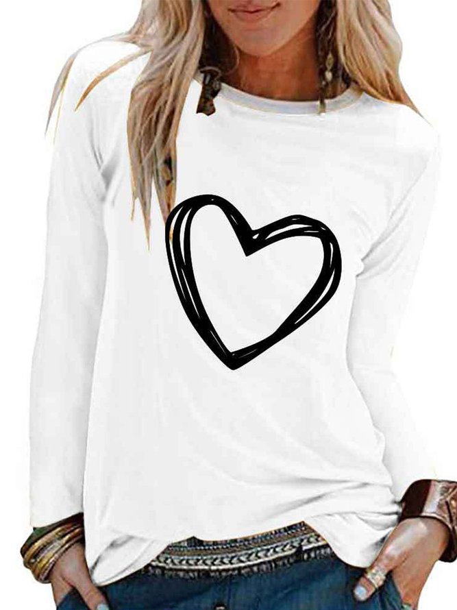 Printed Long Sleeve Round Neck T-shirt