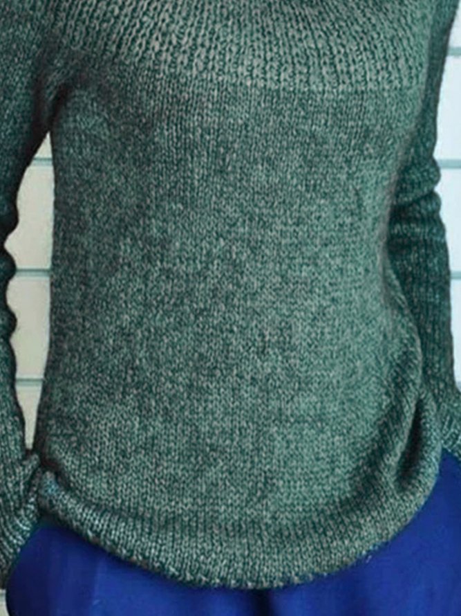 Green Casual Cotton Sweater