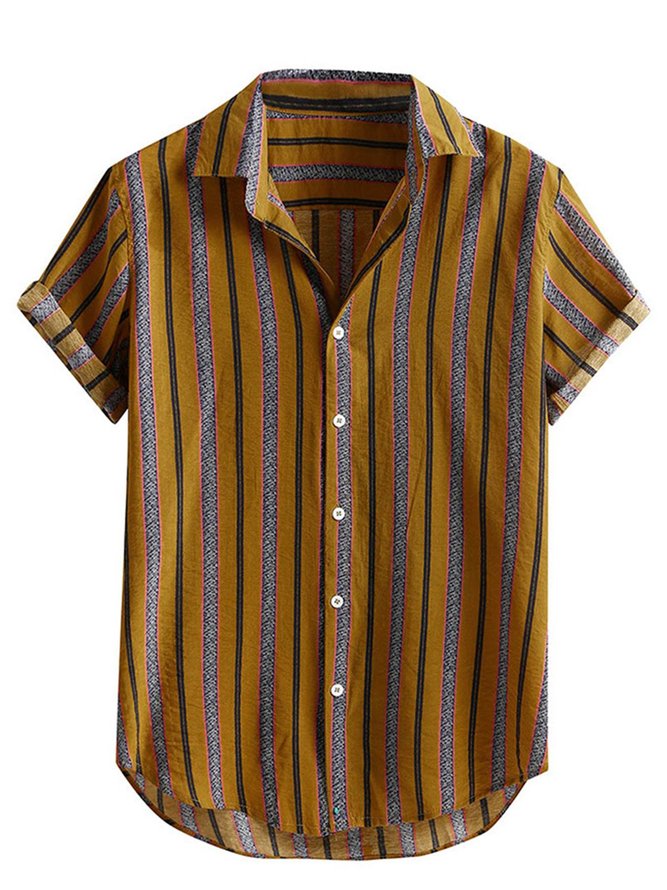 Brown Shirt Collar Casual Printed Shirts | zolucky