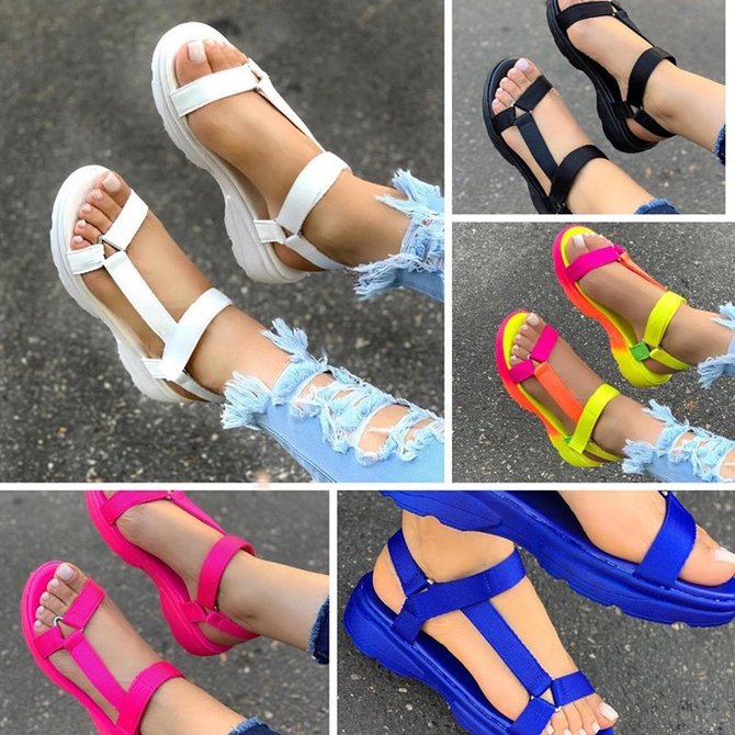 Ladies Strap Plain Colored Sandals Shoes Zolucky Sandals Open Toe