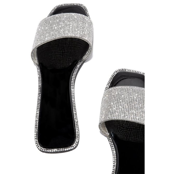 Summer Artificial Leather Rhinestone Slipper