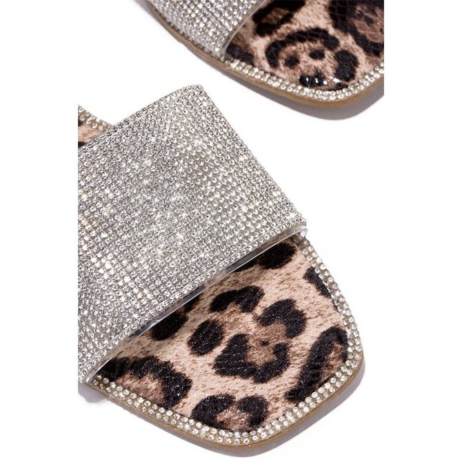 Summer Artificial Leather Rhinestone Slipper