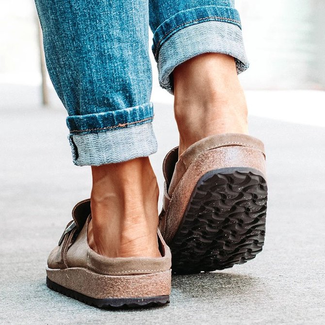 prettyava women casual comfy leather slip on sandals