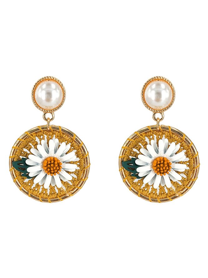 Sunflower Flower Earrings Woven Daisy Earrings zolucky