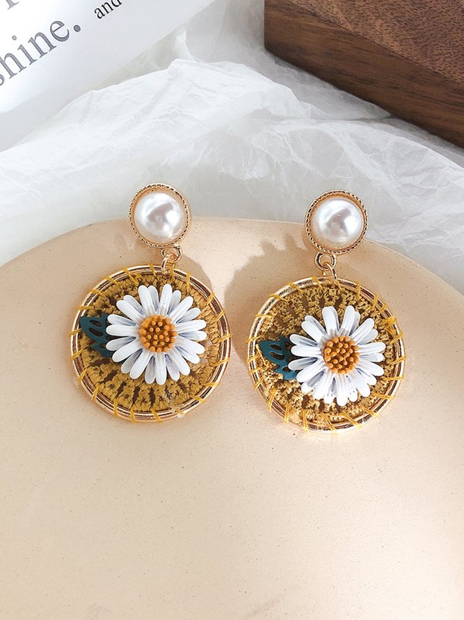 Sunflower Flower Earrings Woven Daisy Earrings zolucky