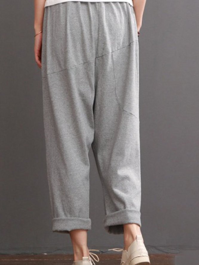 Gray Casual Plain Pants