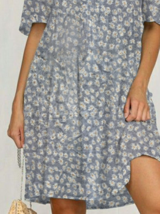 Plus size Daisy Short Sleeve Casual Weaving Dress