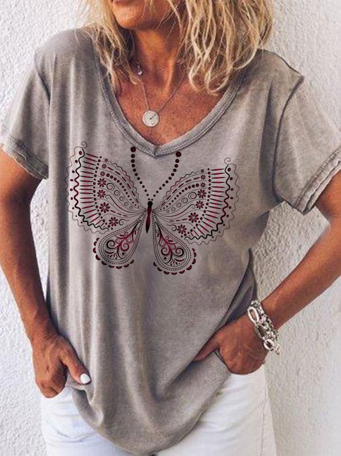 Brown Cotton Shift Casual T-shirt