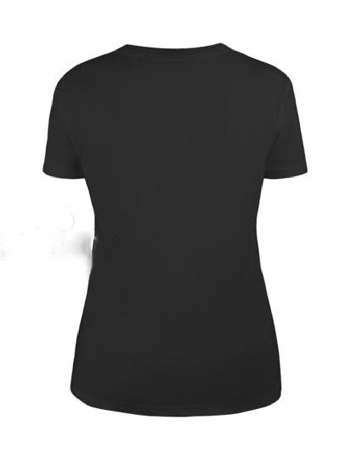 Black Shift Daily Feather Printed Crew Neck Casual T-shirt