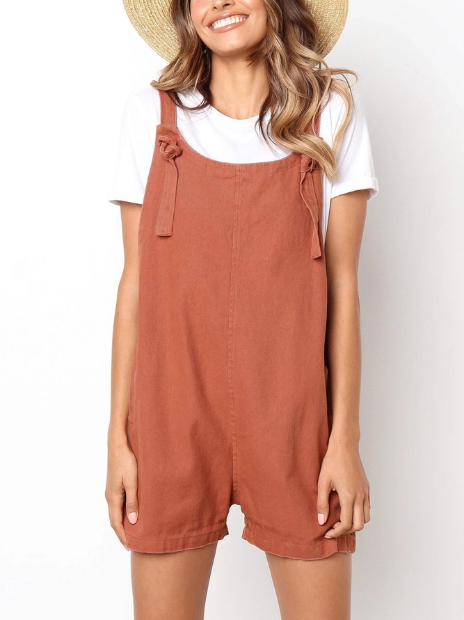Solid Pockets Casual Jumpsuit & Romper