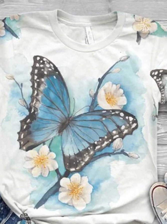 White Patchwork Printed Short Sleeve T-shirt