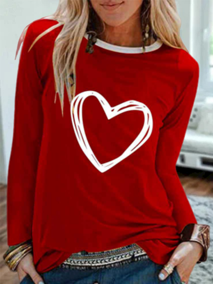 Printed Long Sleeve Round Neck T-shirt