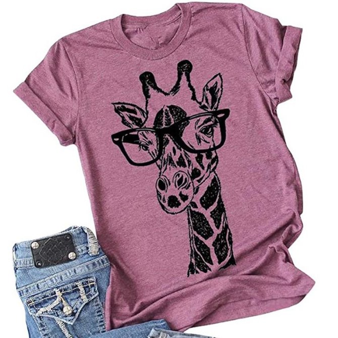 Cunning Cute Giraffe Blouses For Women Hawaiian Button Down Long Sleeve Shirts Tees Tops S