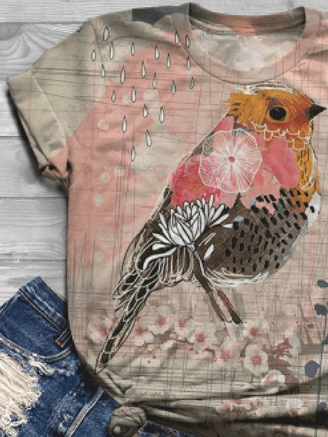 Multicolor Cotton-Blend Casual T-shirt