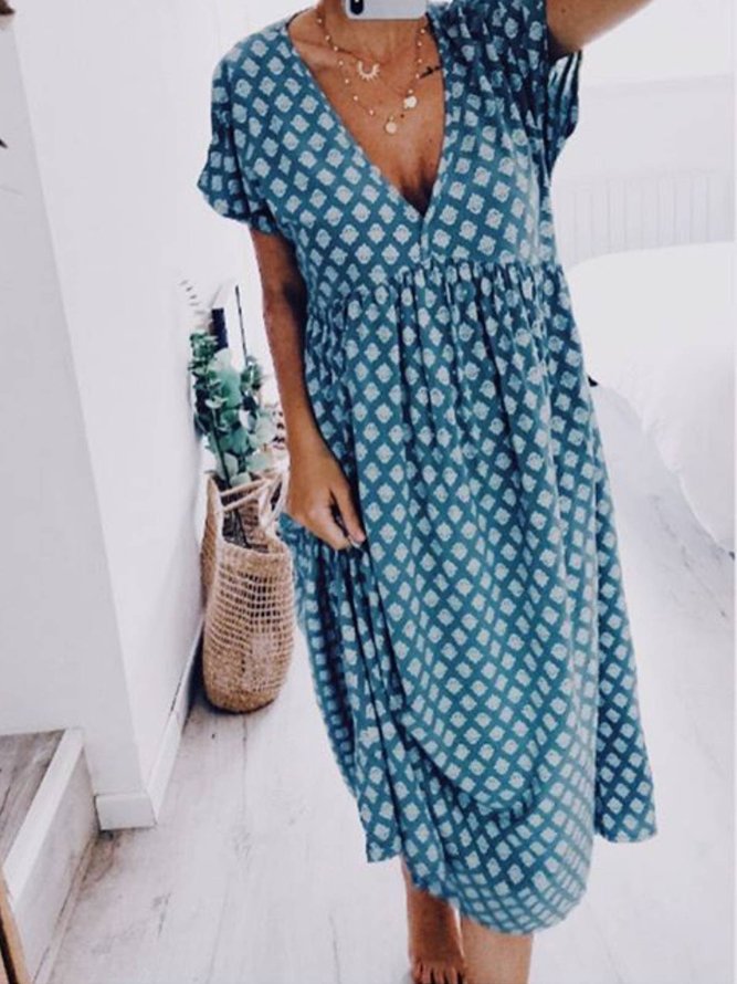 Short Sleeve Casual Weaving Dress