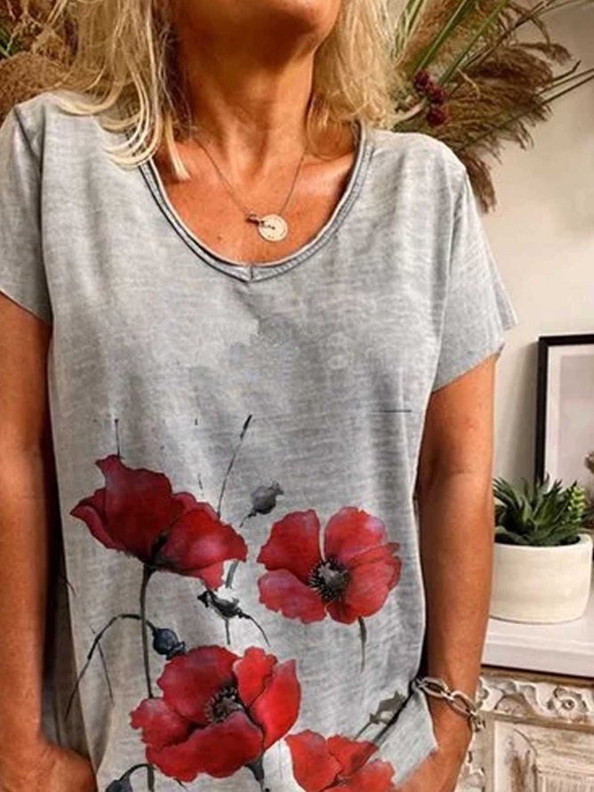 women's v neck printed t shirts