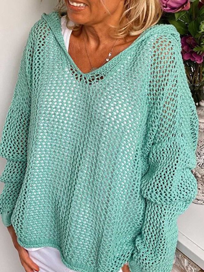 Blue Long Sleeve Patchwork Sweater