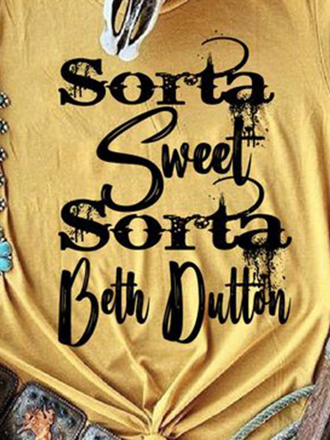 Zolucky Women Cotton Crew Neck Yellow Printed Vintage Jersey T-shirt