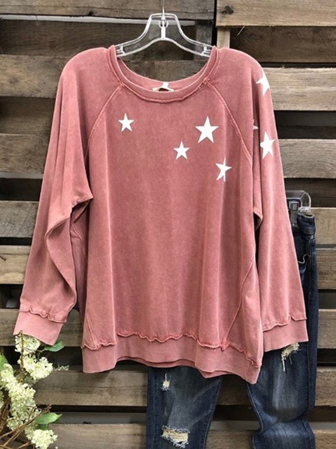 Naked Pink Star Cotton-Blend Printed Long Sleeve Sweatshirts
