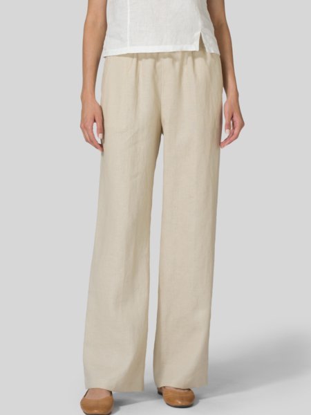 Women Linen Casual Pockets Pants