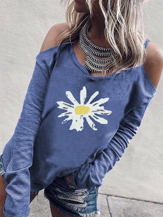 Printed Round Neck Long Sleeve T-shirt