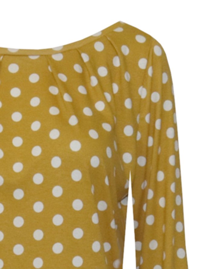 Polka Dots Long Sleeve Casual T-shirt