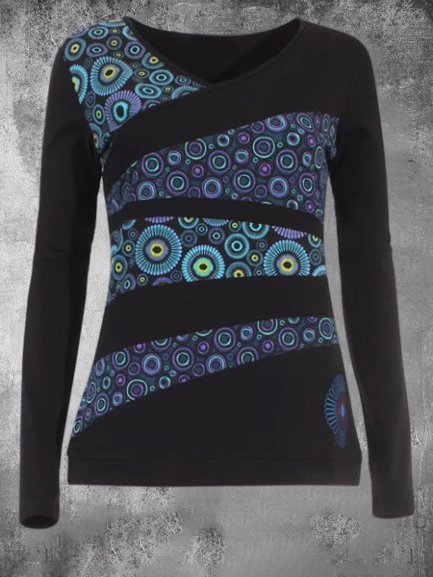 Long Sleeve Casual Printed Crew Neck T-shirt