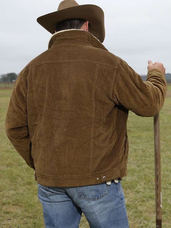 Khaki Pockets Vintage Corduroy Jackets zolucky