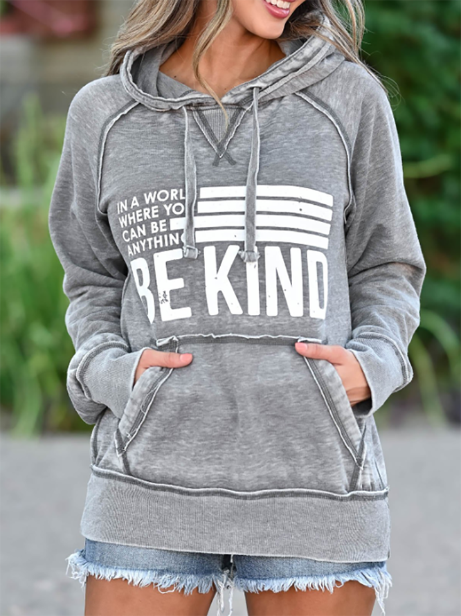 Women Casual "BE ANYTHING BE KIND" Graphic Hoodie