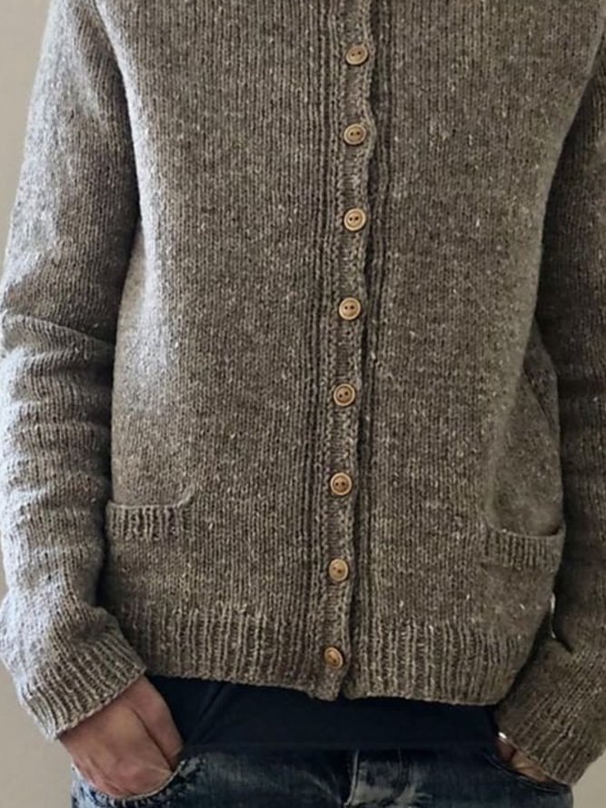 Brown Solid Long Sleeve Sweater