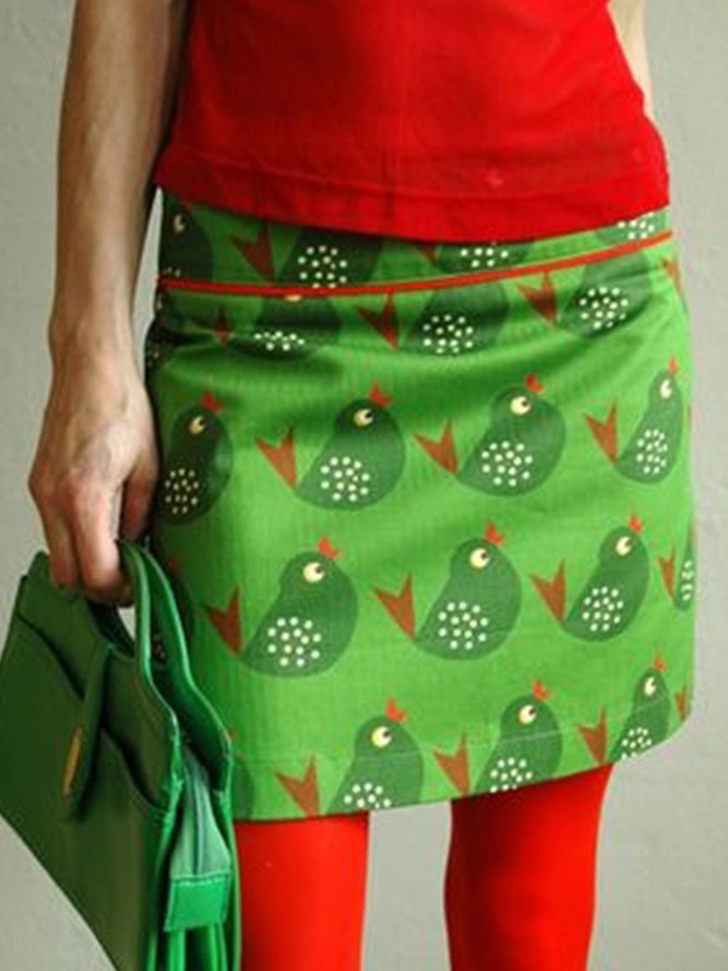 Green  Printed Floral Skirt
