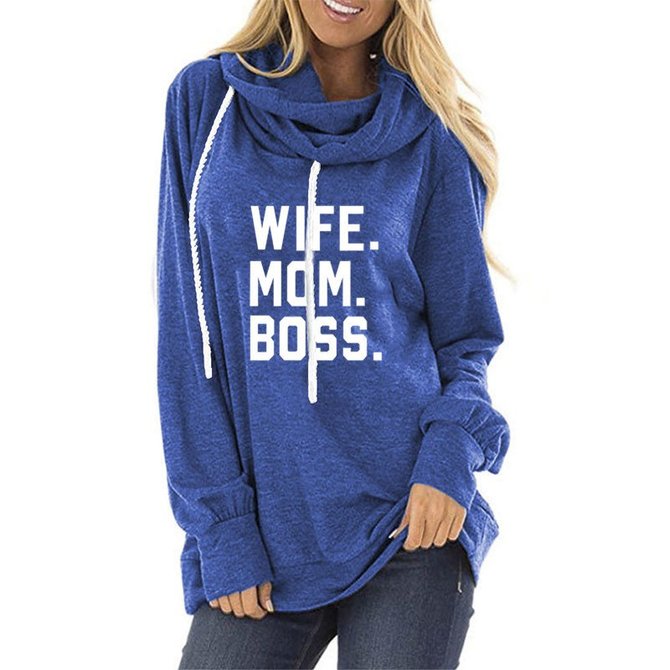 Letter Cotton-Blend Casual Long Sleeve Sweatshirt