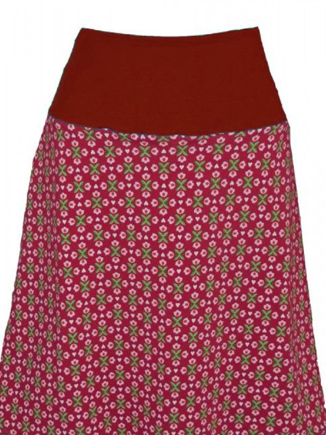 Multicolor Paneled Geometric Casual Skirt