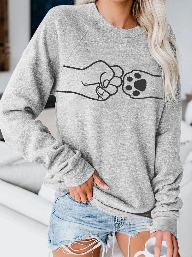 Crew Neck Floral-Print Casual Sweatshirt